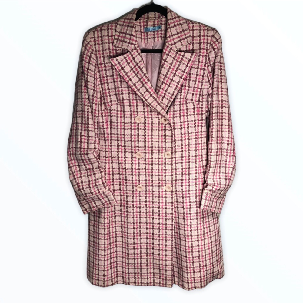 Double Breasted Pink Plaid Jacket